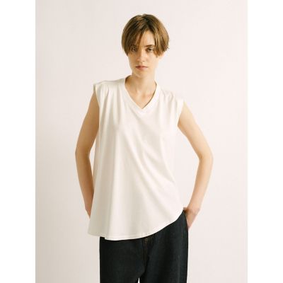 mizuiro ind Vネックアシンメトリーノースリーブプル