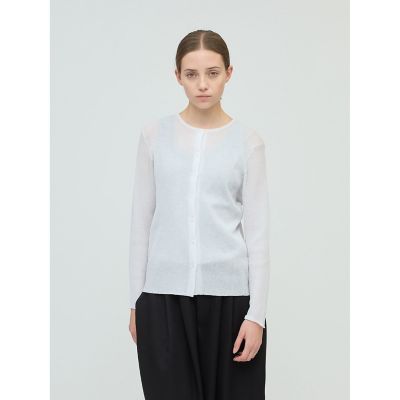 ＜mizuiro ind (Women)＞ｍｉｚｕｉｒｏ　ｉｎｄ　クルーネックリブカーディガン