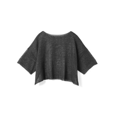 ミズイロインド mizuiro ind クルーネック透かし柄ショートプル 