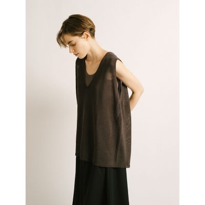 mizuiro ind リネンライクVネックワイドベスト | mizuiro