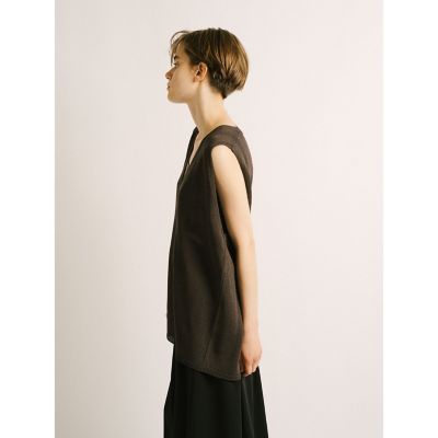 mizuiro ind リネンライクVネックワイドベスト | mizuiro
