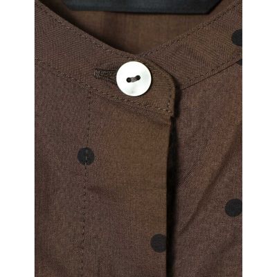 希少！ミズイロインド スタンドカラー ワイドシャツ☆ブラウン ドット ドットスタンドカラーワイドシャツ | mizuiro ind (Women