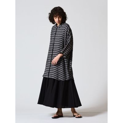 ｍｉｚｕｉｒｏ　ｉｎｄ　ボーダーリネンワイドシャツ