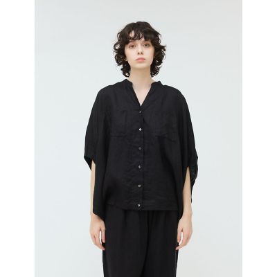 ＜mizuiro ind (Women)＞ｍｉｚｕｉｒｏ　ｉｎｄ　リネンスタンドカラーコクーンシャツ