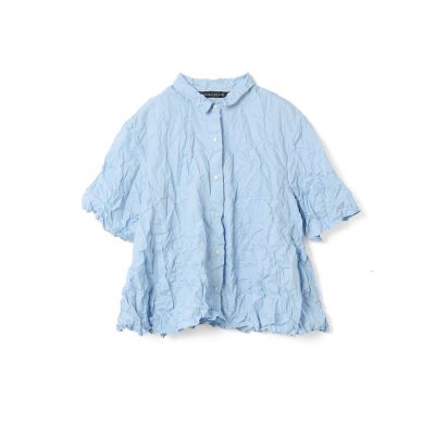 mizuiro ind ワッシャープリーツフレアチェックシャツ