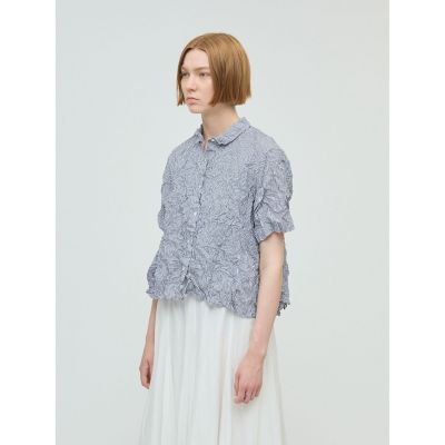 mizuiro ind ワッシャープリーツフレアチェックシャツ 