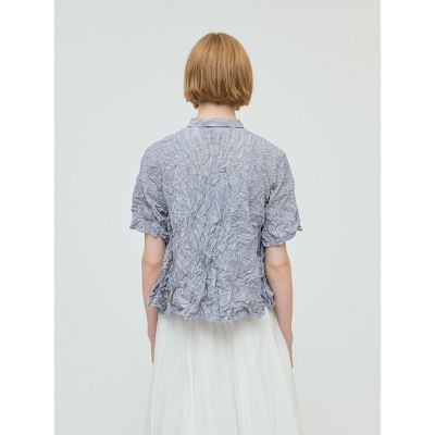 mizuiro ind ワッシャープリーツフレアチェックシャツ
