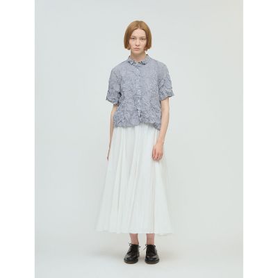 mizuiro ind ワッシャープリーツフレアチェックシャツ