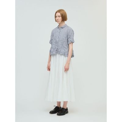 美品　mizuiroind ワッシャープリーツフレアチェックシャツ mizuiro ind ワッシャープリーツフレアチェックシャツ
