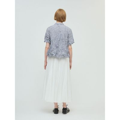 mizuiro ind ワッシャープリーツフレアチェックシャツ