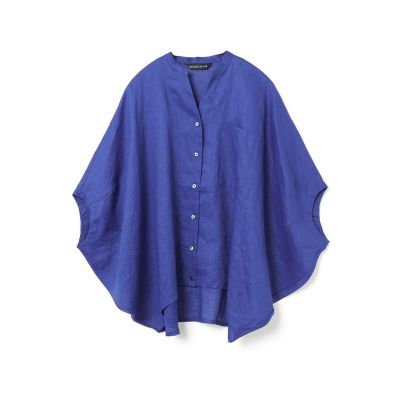 mizuiro ind リネンスタンドカラーコクーンシャツ