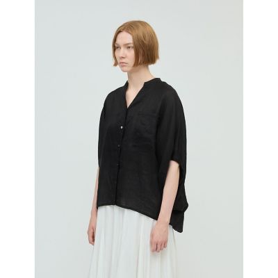 【未使用品】【最終お値下げ】ミズイロインド リネンスタンドカラー コクーンシャツ mizuiro ind（ミズイロインド） リネン スタンドカラー コクーン