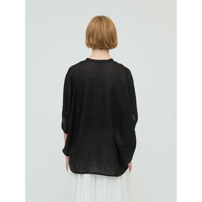 mizuiro ind リネンスタンドカラーコクーンシャツ