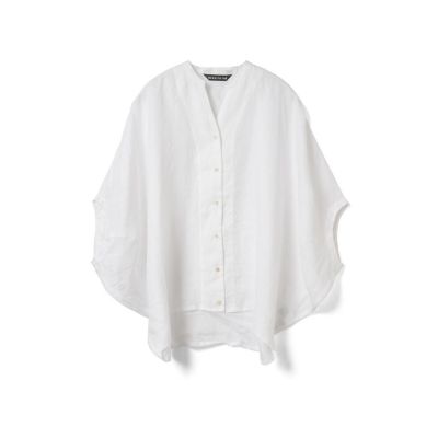 mizuiro ind リネンスタンドカラーコクーンシャツ | mizuiro