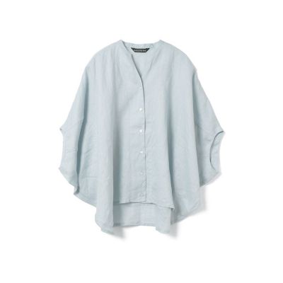 mizuiro ind リネンスタンドカラーコクーンシャツ | mizuiro