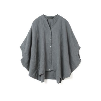 mizuiro ind リネンスタンドカラーコクーンシャツ | mizuiro