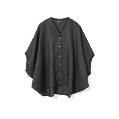mizuiro ind リネンスタンドカラーコクーンシャツ | mizuiro
