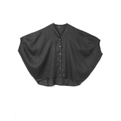 mizuiro ind リネンスタンドカラーコクーンシャツ | mizuiro