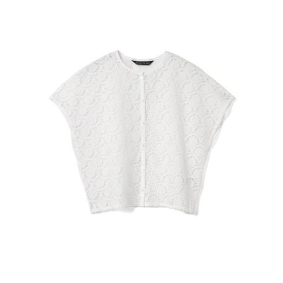 mizuiro ind レースコンビクルーネックシャツ | mizuiro ind