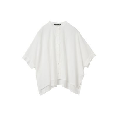 mizuiro ind コットンリネンスタンドカラーワイドシャツ