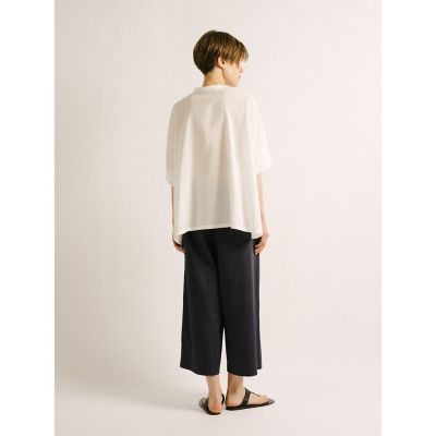 mizuiro ind コットンリネンスタンドカラーワイドシャツ