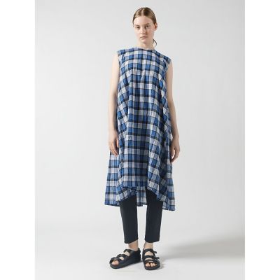 ＜mizuiro ind (Women)＞ｍｉｚｕｉｒｏ　ｉｎｄ　マドラスチェックフレアノースリーブワンピース