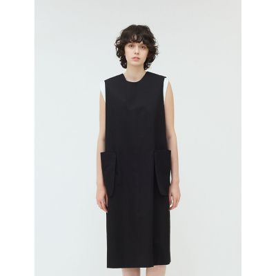 ほぼ未使用✨ミズイロインド　23SS リネン100% ジレワンピース　ネイビー ほぼ未使用✨ミズイロインド 23SS リネン100% ジレワンピース