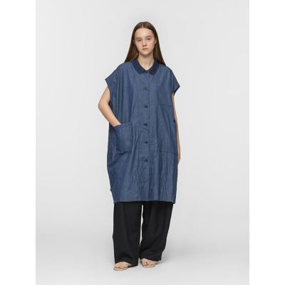 美品♡ 45R デニムシャツワンピース 2way 羽織 インディゴ 3 mizuiro ind ワイドデニムシャツワンピース | mizuiro ind