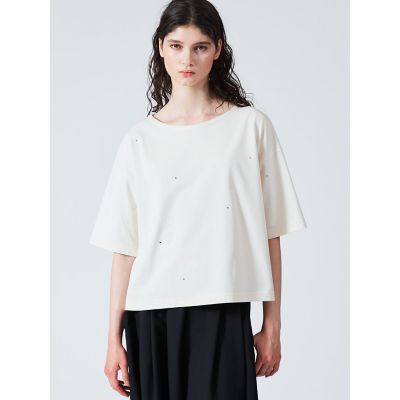 mizuiro ind (Women)/ミズイロインド mizuiro ind ビジュー付きボートネックプルオーバー