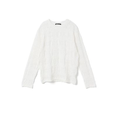 ｍｉｚｕｉｒｏ　ｉｎｄ　シアー柄編みクルーネックロングＴシャツ