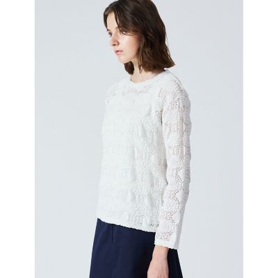 ｍｉｚｕｉｒｏ　ｉｎｄ　シアー柄編みクルーネックロングＴシャツ