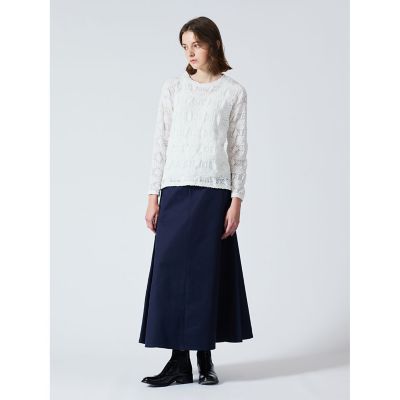 ｍｉｚｕｉｒｏ　ｉｎｄ　シアー柄編みクルーネックロングＴシャツ