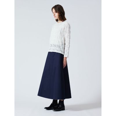 ｍｉｚｕｉｒｏ　ｉｎｄ　シアー柄編みクルーネックロングＴシャツ