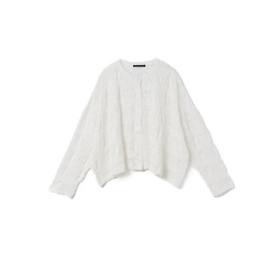 ｍｉｚｕｉｒｏ　ｉｎｄ　シアー柄編みショートカーディガン