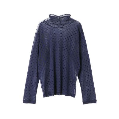 【試着のみ新品】mizuiro ind メッシュドットクルーネックプルオーバー mizuiro ind ミズイロインド メッシュドットクルーネックプル