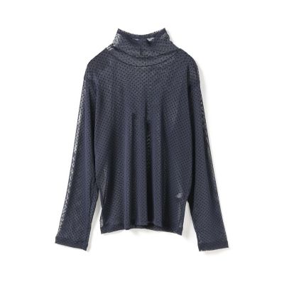 mizuiro ind メッシュドットハイネックプルオーバー