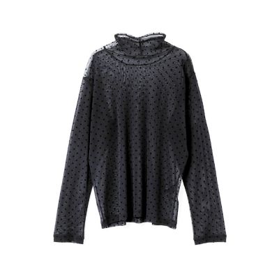 【新品】mizuiro ind メッシュドットハイネックプルオーバー　ブラウン mizuiro ind メッシュドットハイネックプルオーバー