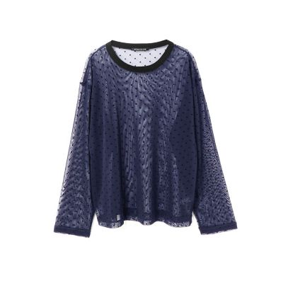 mizuiro ind (Women)/ミズイロインド mizuiro ind メッシュドットクルーネックプルオーバー ネイビー(77) トップス【三越伊勢丹/公式】