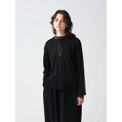 ＜mizuiro ind (Women)＞ｍｉｚｕｉｒｏ　ｉｎｄ　メッシュドットクルーネックプルオーバー