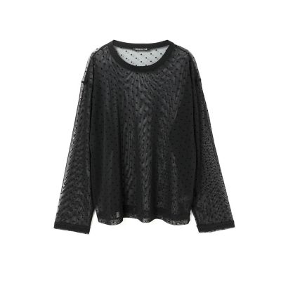 mizuiro ind メッシュドットクルーネックプルオーバー