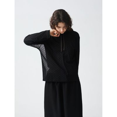 mizuiro ind メッシュドットクルーネックプルオーバー