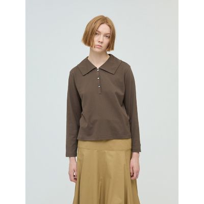 ＜mizuiro ind (Women)＞ｍｉｚｕｉｒｏ　ｉｎｄ　ワイドカラーポロシャツ