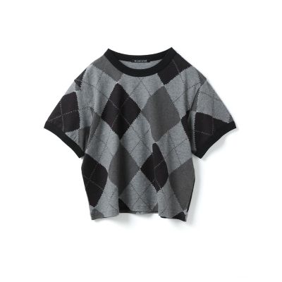 mizuiro ind アーガイルプリントTシャツ | mizuiro