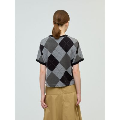 mizuiro ind アーガイルプリントTシャツ | mizuiro