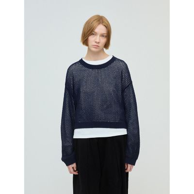 ＜mizuiro ind (Women)＞ｍｉｚｕｉｒｏ　ｉｎｄ　メッシュクルーネックプルオーバー