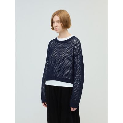 mizuiro ind メッシュクルーネックプルオーバー