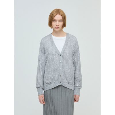 ＜mizuiro ind (Women)＞ｍｉｚｕｉｒｏ　ｉｎｄ　メッシュＶネックカーディガン