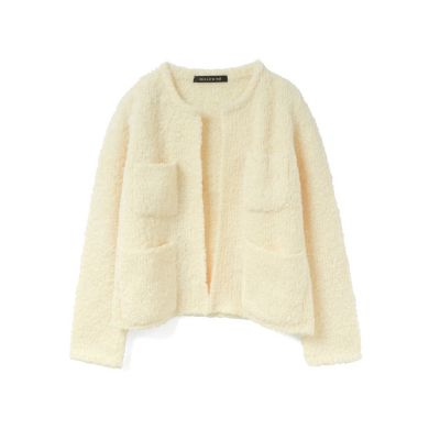 mizuiro ind (Women)/ミズイロインド mizuiro ind ポケット付きヘアリークルーネックカーディガン アイボリー(12) トップス【三越伊勢丹/公式】