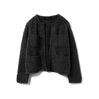 mizuiro ind (Women)/ミズイロインド mizuiro ind ポケット付きヘアリークルーネックカーディガン ブラック(99) トップス【三越伊勢丹/公式】