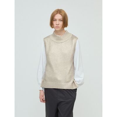 ＜mizuiro ind (Women)＞ｍｉｚｕｉｒｏ　ｉｎｄ　箔プリントハイネックベスト